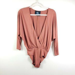 BLUE LIFE rust long sleeve faux wrap bodysuit